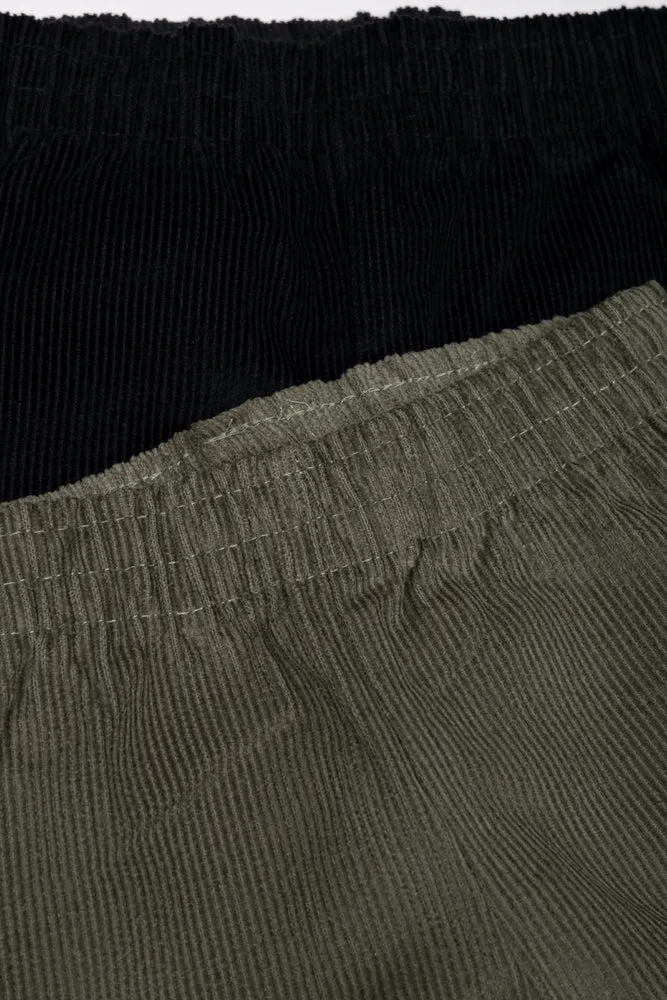 2 Pack Corduroy Cuffed Pants Black And Green