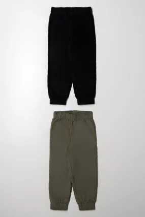 2 Pack Corduroy Cuffed Pants Black And Green