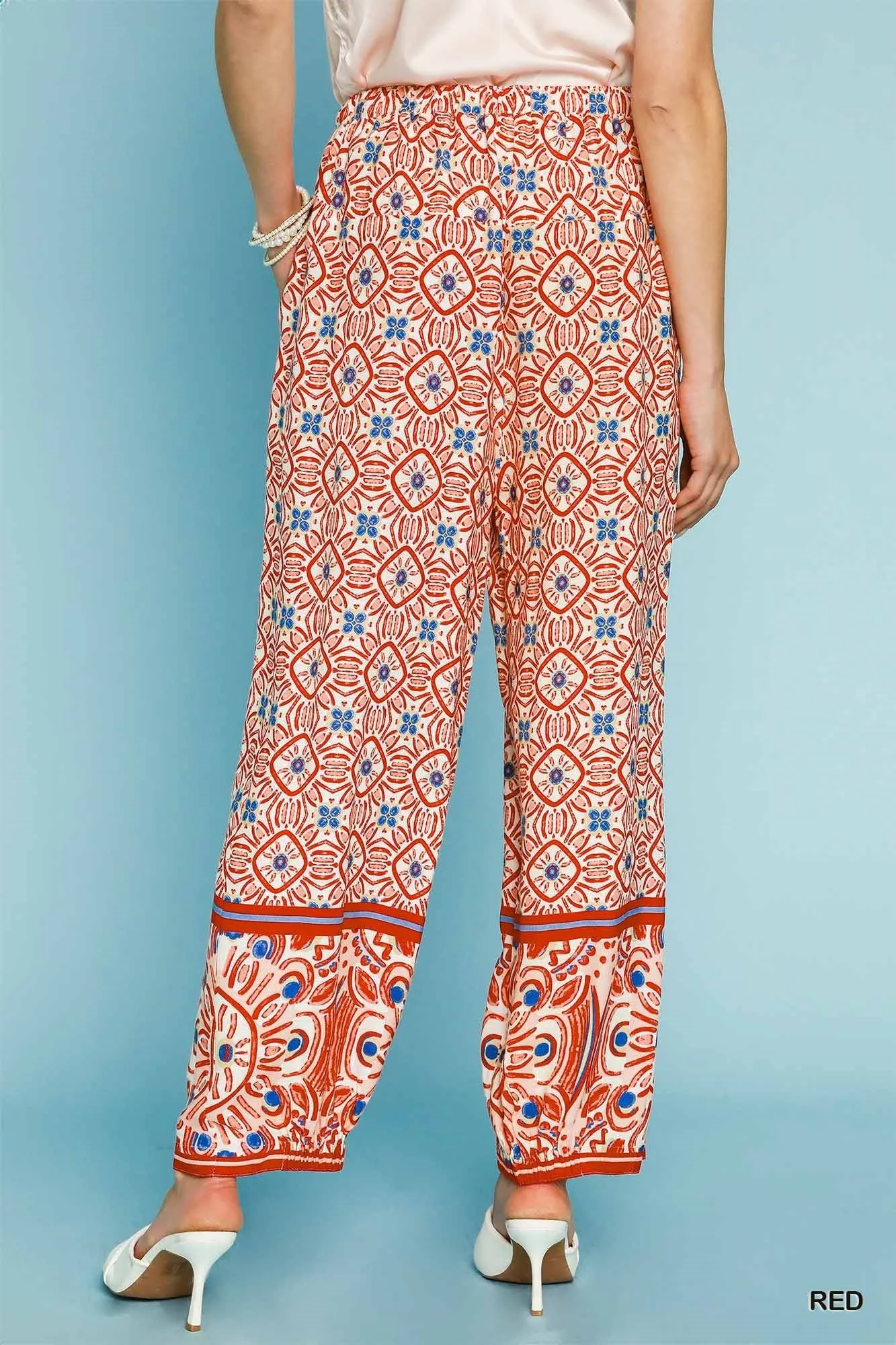 Abstract Border Print Pants