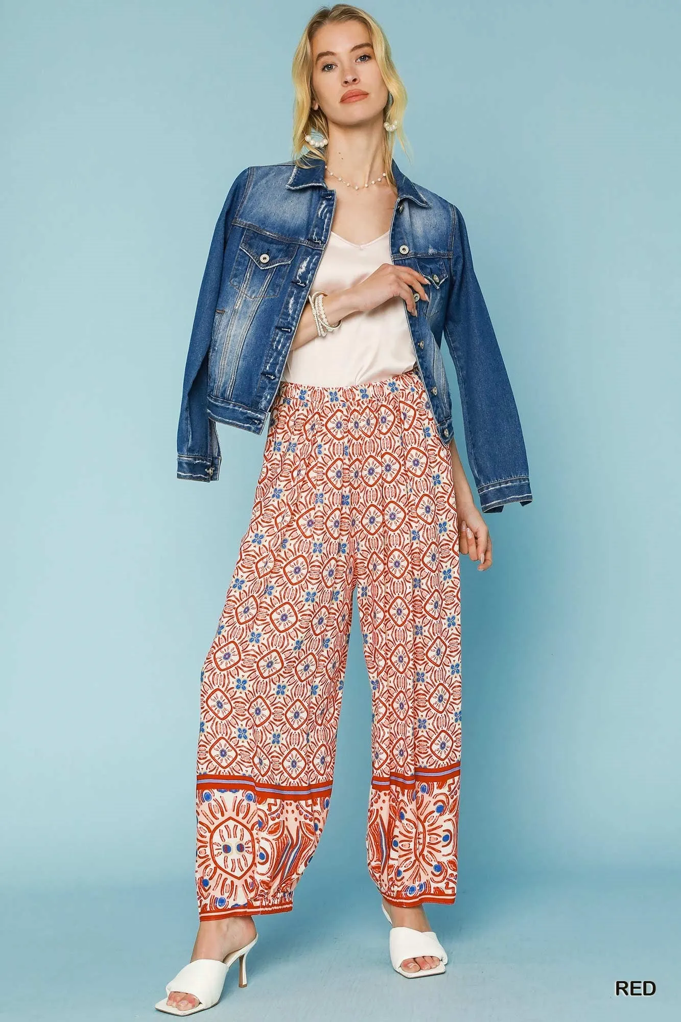 Abstract Border Print Pants