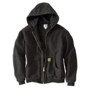 Active Quilted Flannel-Lined Jacket With Hood, Black, Medium