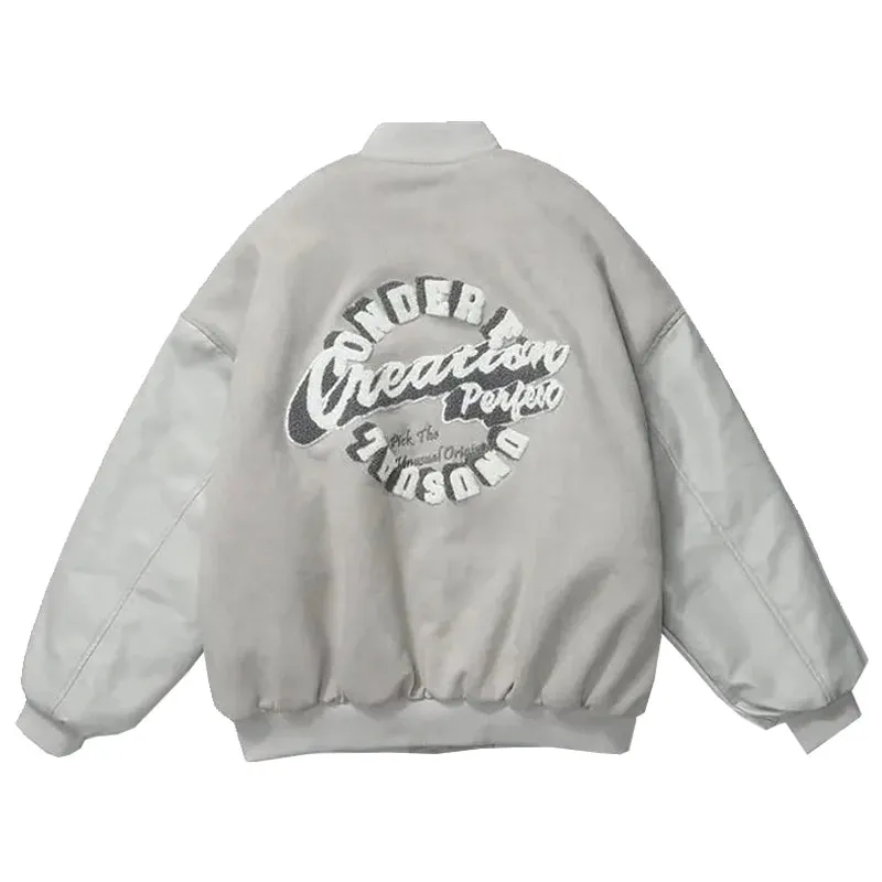 Aidase Vintage Varsity Jackets For Men Punk Gothic Coats Embroidery Hip Hop Harajuku Baseball Jacket Loose Flocking Leather Coats
