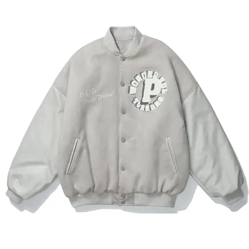 Aidase Vintage Varsity Jackets For Men Punk Gothic Coats Embroidery Hip Hop Harajuku Baseball Jacket Loose Flocking Leather Coats
