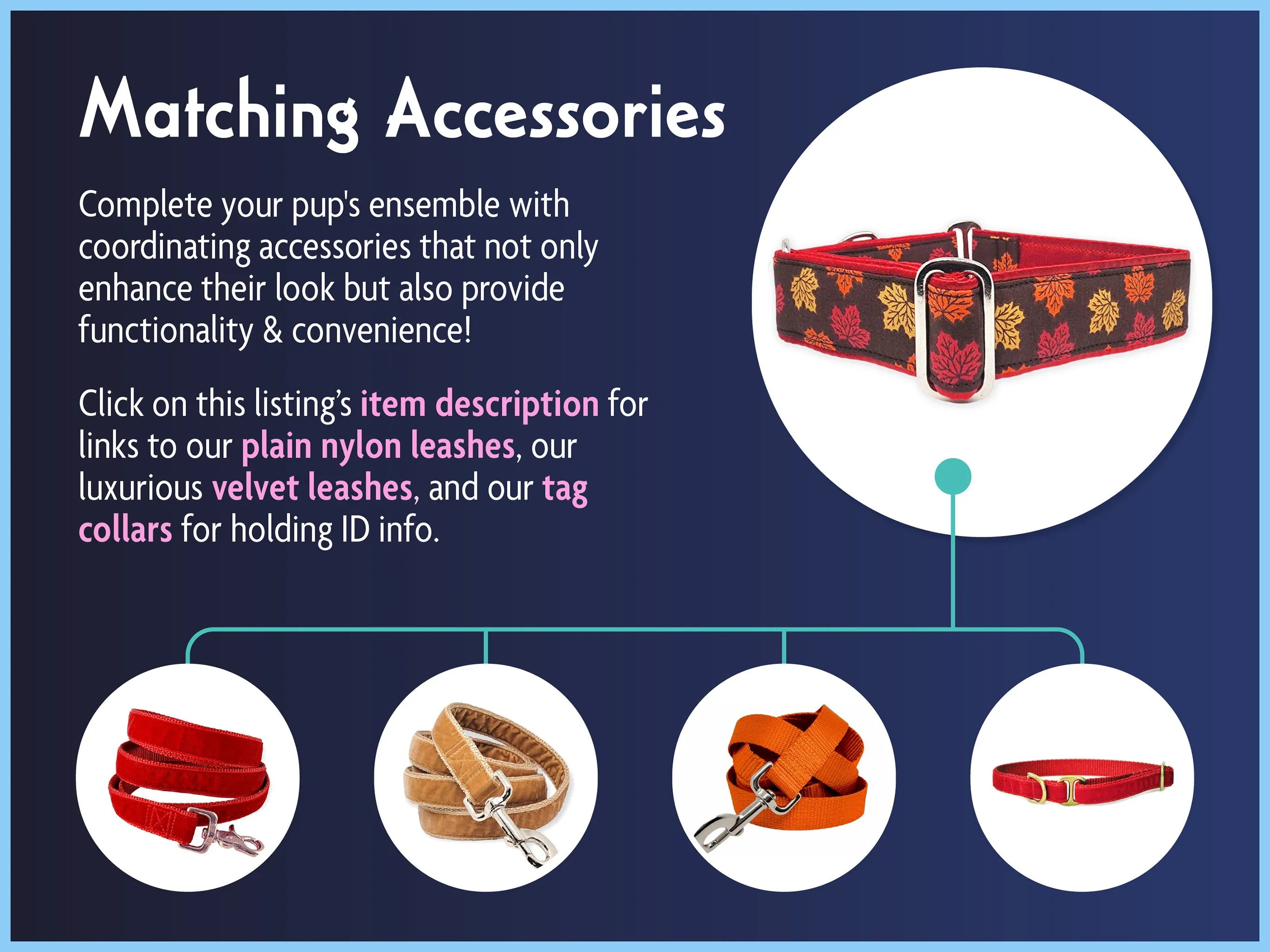 Autumn Leaves - Martingale or Buckle Dog Collar - 1.5" Width