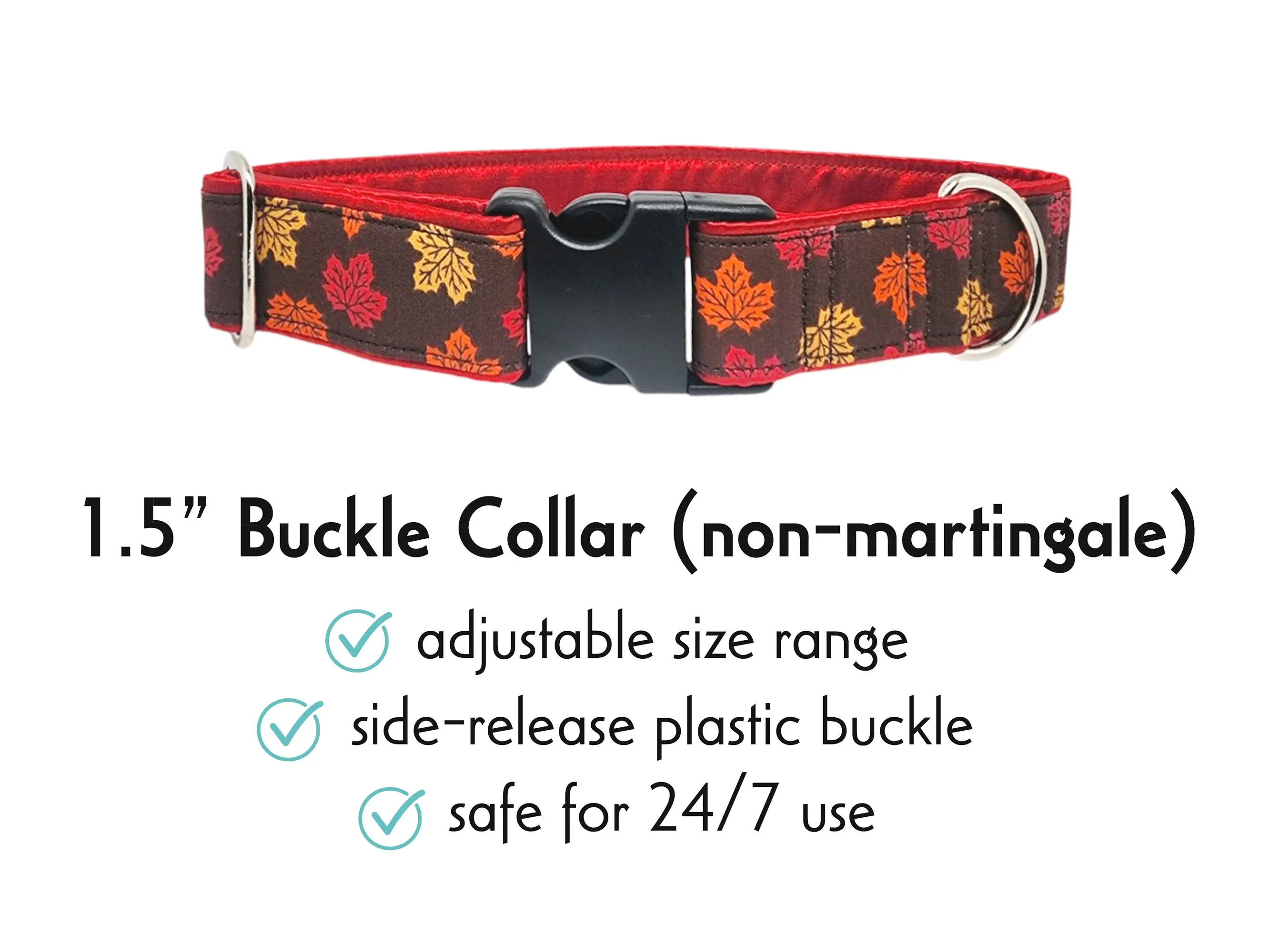 Autumn Leaves - Martingale or Buckle Dog Collar - 1.5" Width