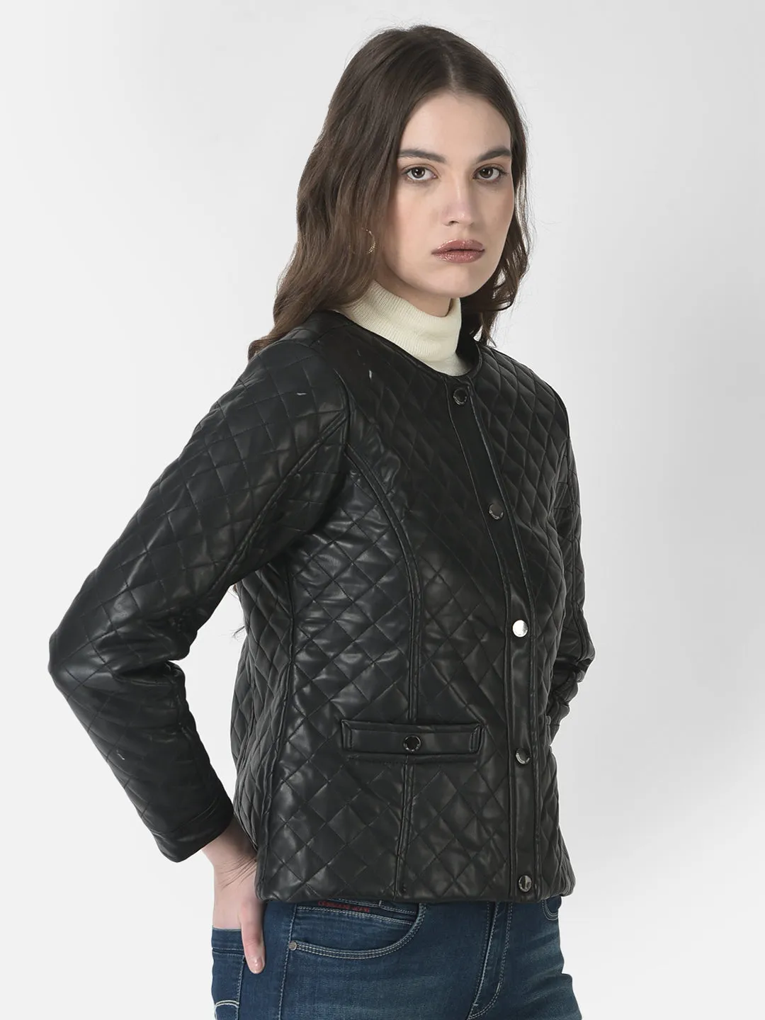 Black Quilted Leather Jacket