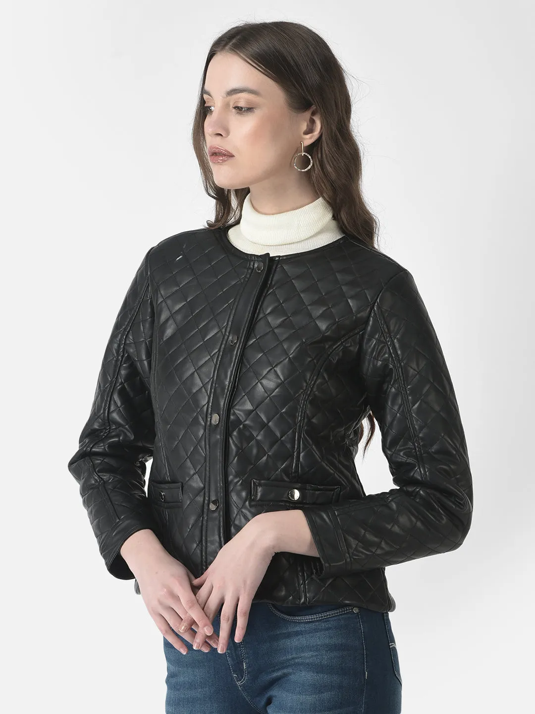 Black Quilted Leather Jacket