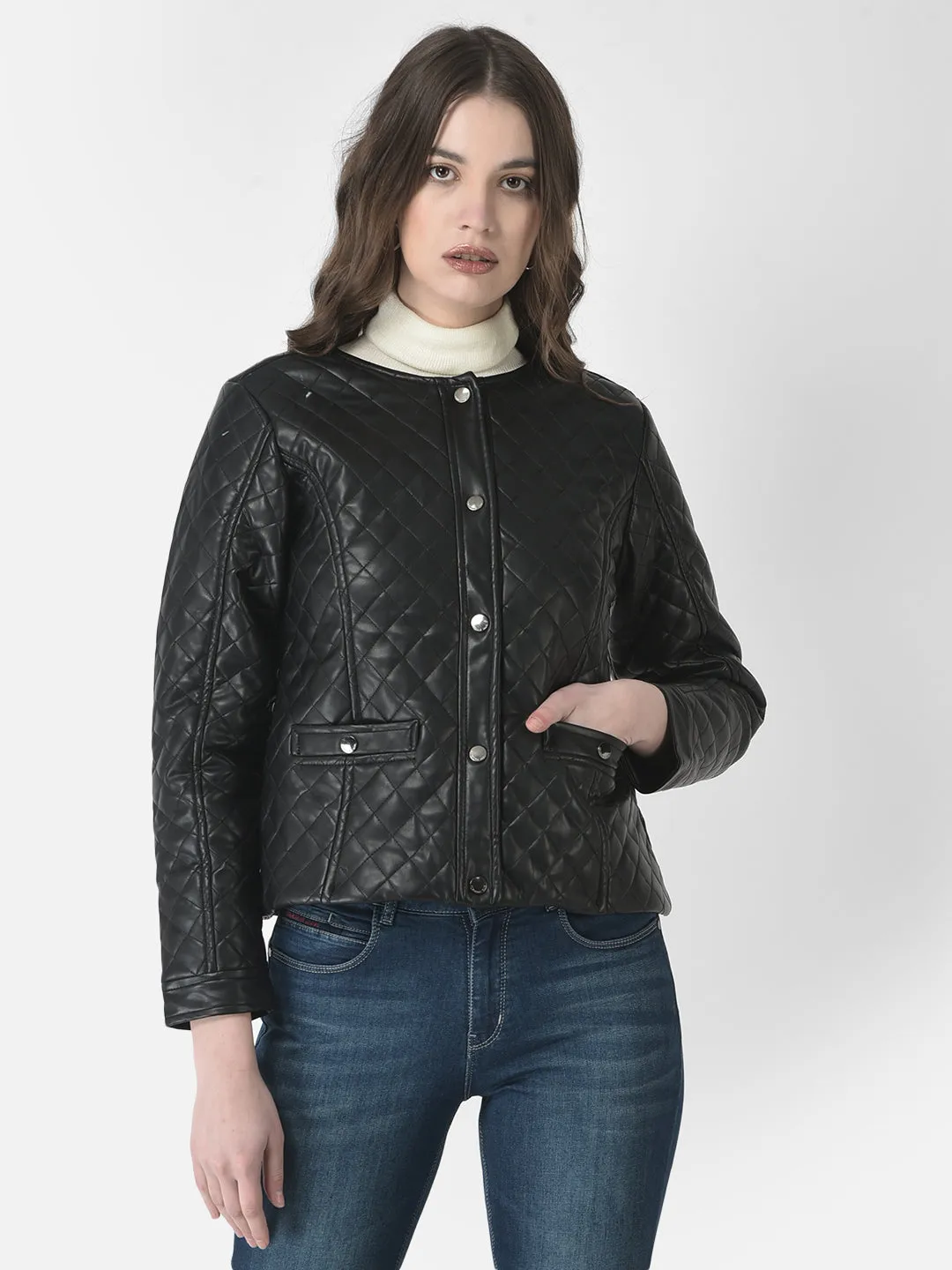 Black Quilted Leather Jacket