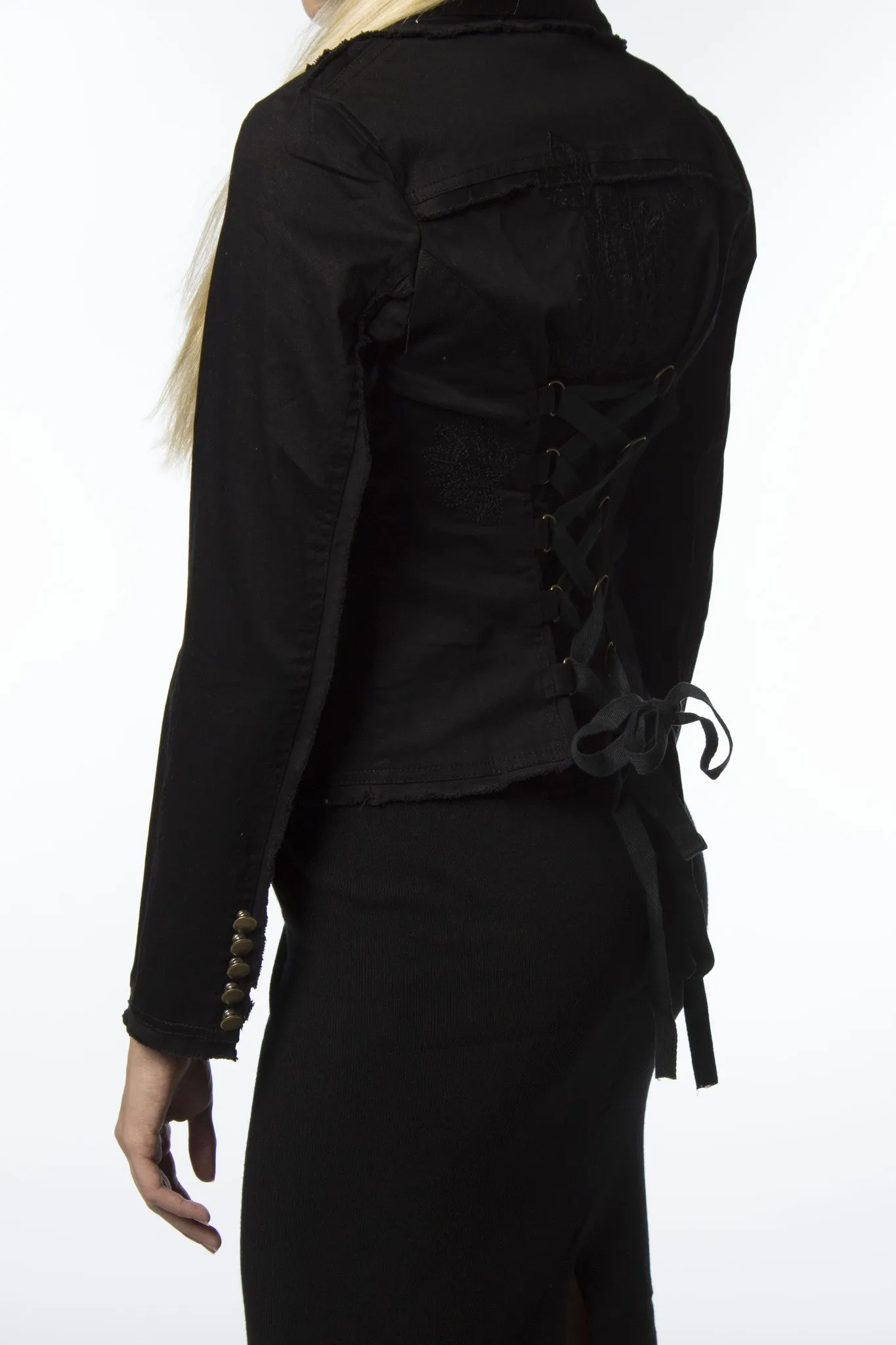 Black Tailored Corset Jacket-508