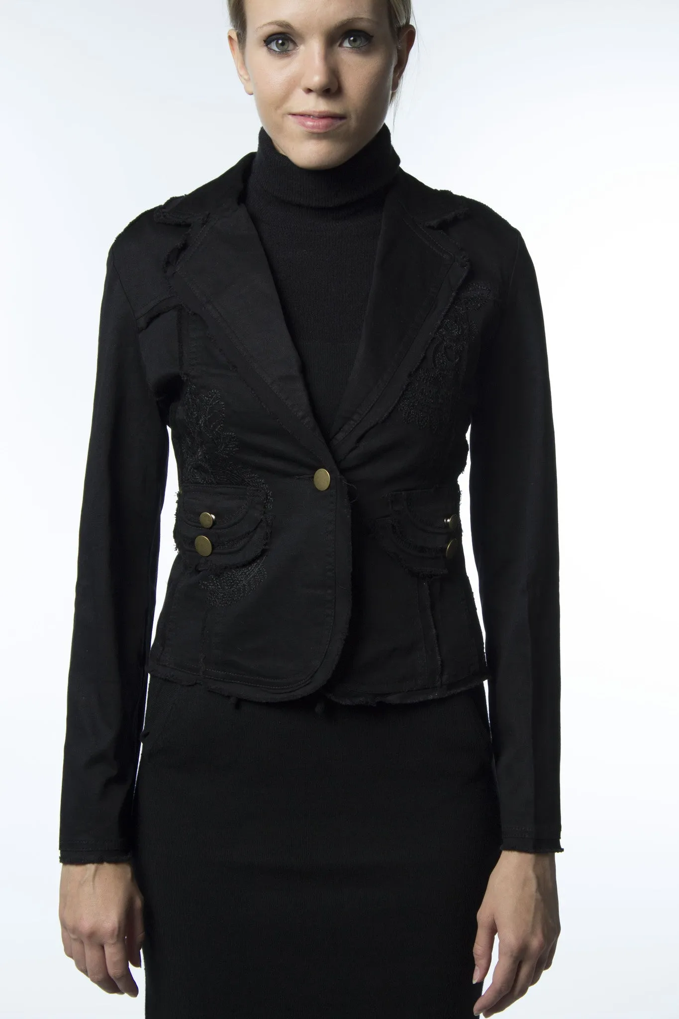 Black Tailored Corset Jacket-508