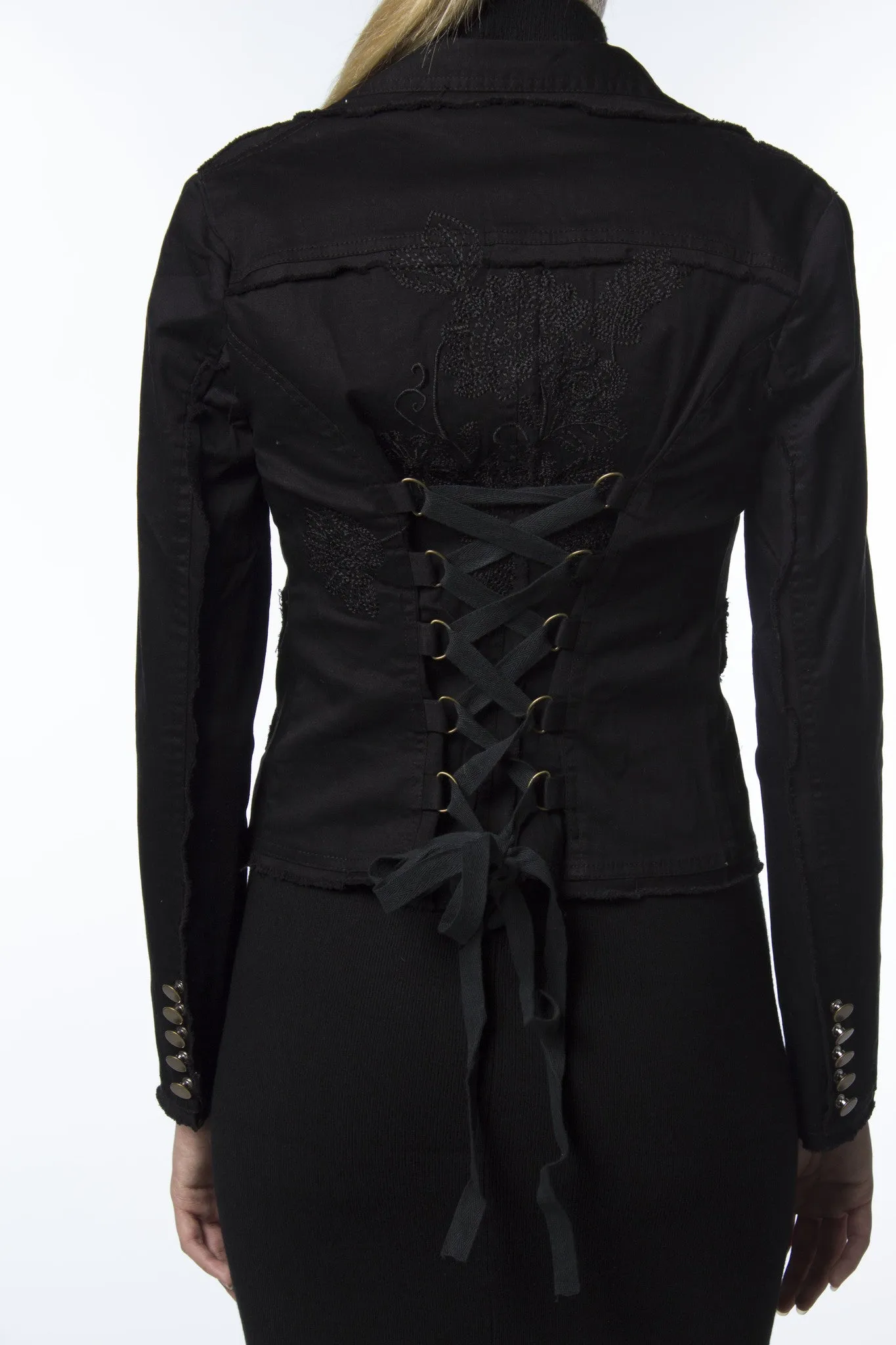 Black Tailored Corset Jacket-508