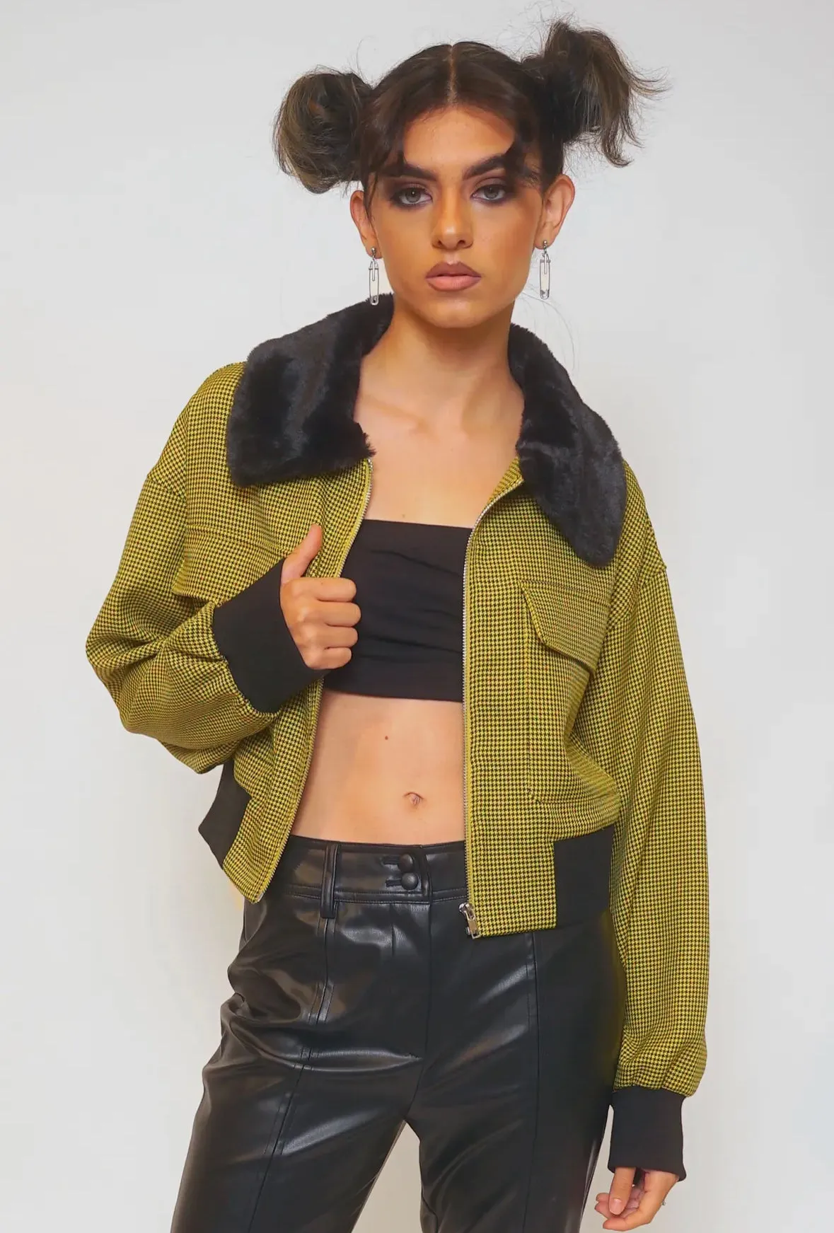 Canary Crush Fur Collared Jacket