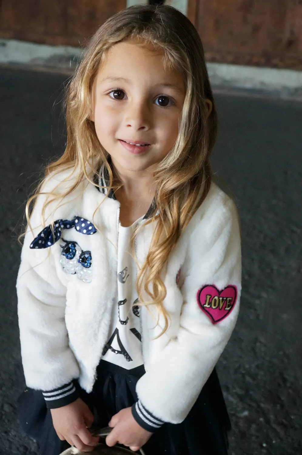 Cartoony Faux Fur Bomber (A3793)