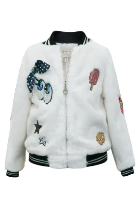 Cartoony Faux Fur Bomber (A3793)