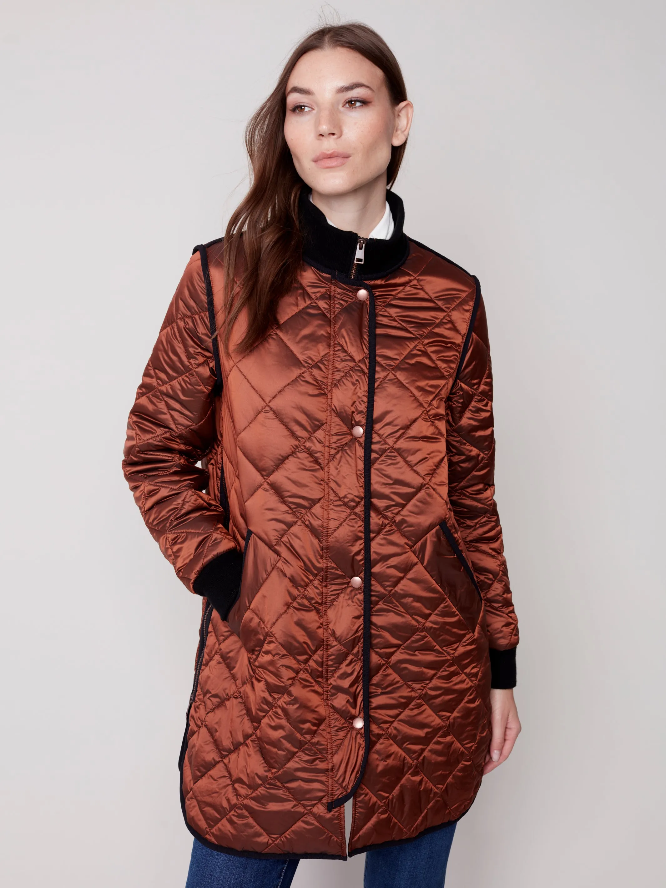 Charlie B Fall 2023-C6253-135B- Quilted Jacket-Cinnamon