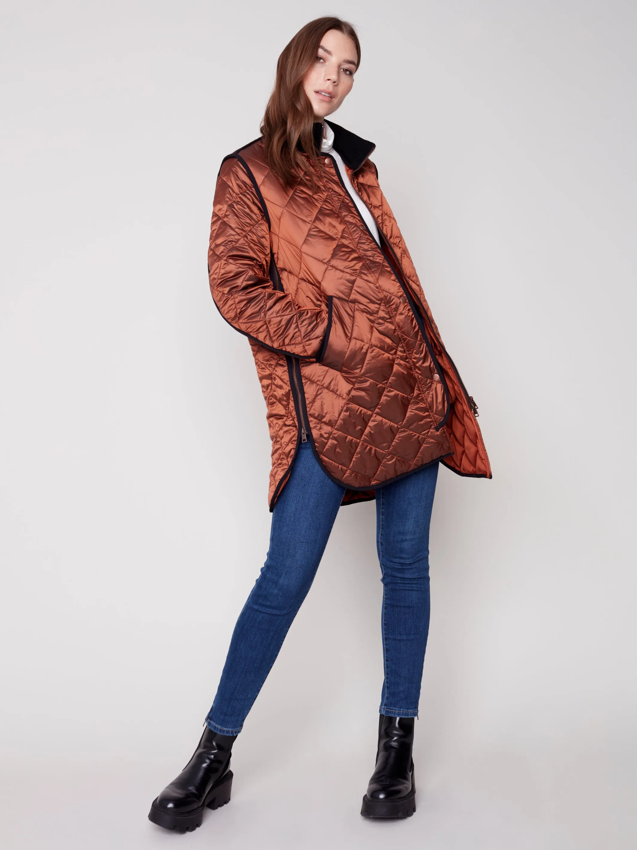 Charlie B Fall 2023-C6253-135B- Quilted Jacket-Cinnamon