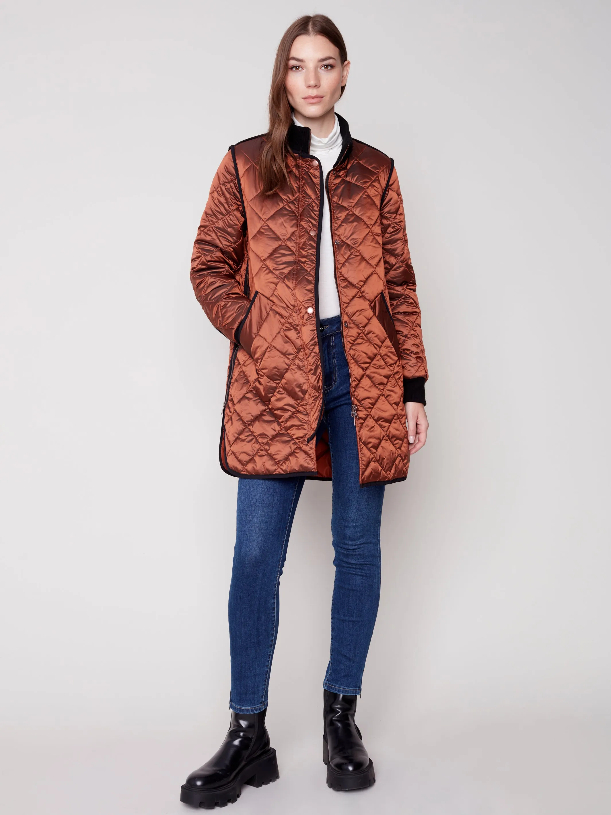 Charlie B Fall 2023-C6253-135B- Quilted Jacket-Cinnamon