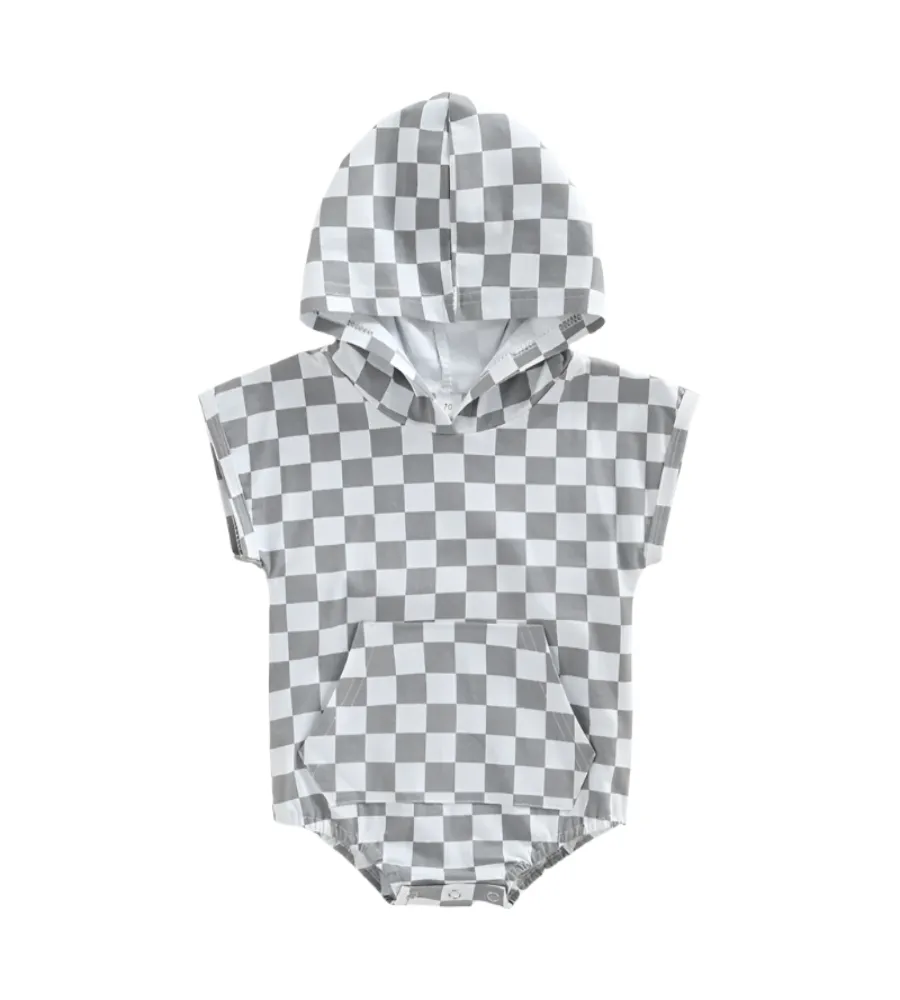 CheckeredCuddle Hooded Romper