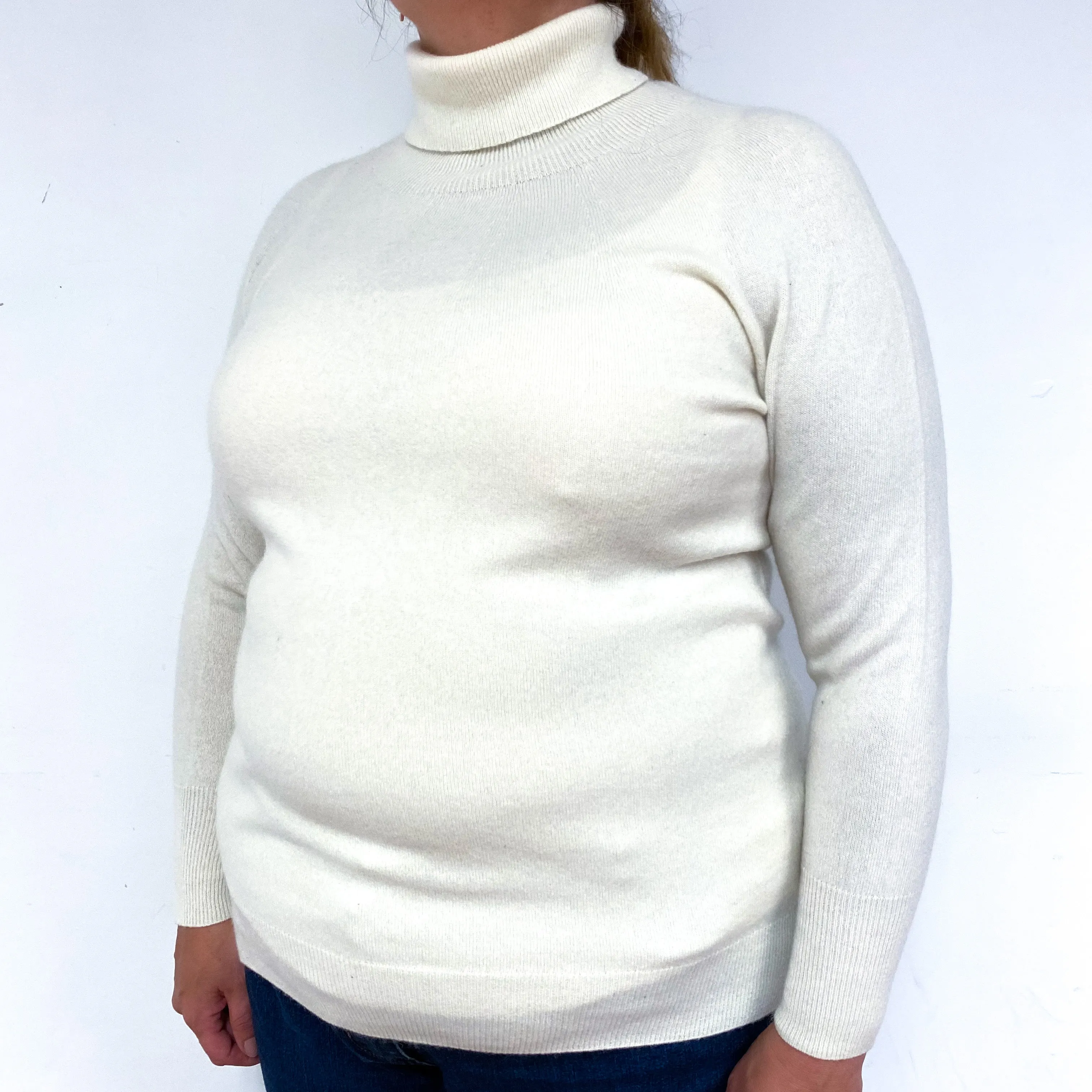 Cream Cashmere Polo Neck Jumper Extra Large