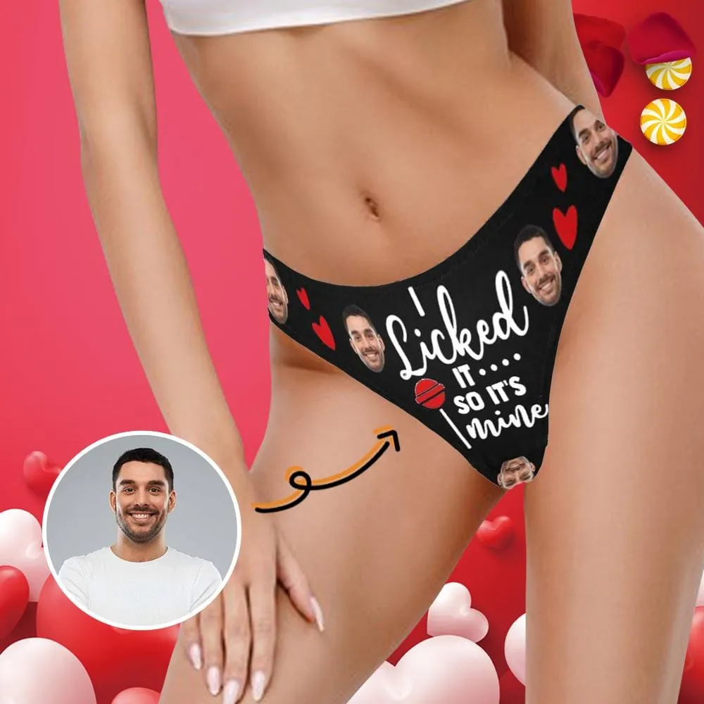 Custom Face Underwear for Her Personalized Lollipop It's Mine Women's Lingerie Classic Thongs Valentines Day