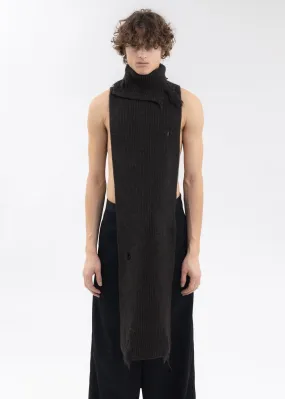 DARK BROWN ASYMETRIC DESTROYED TURTLENECK SCARF