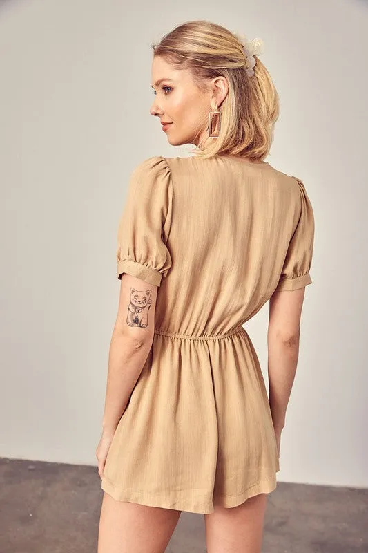 Deep V-Neck Front Tie Romper