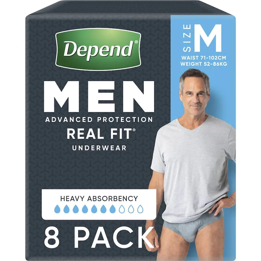 Depend Real Fit Underwear Mens Continence Pants Medium