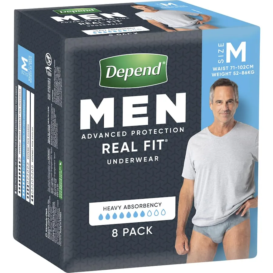 Depend Real Fit Underwear Mens Continence Pants Medium