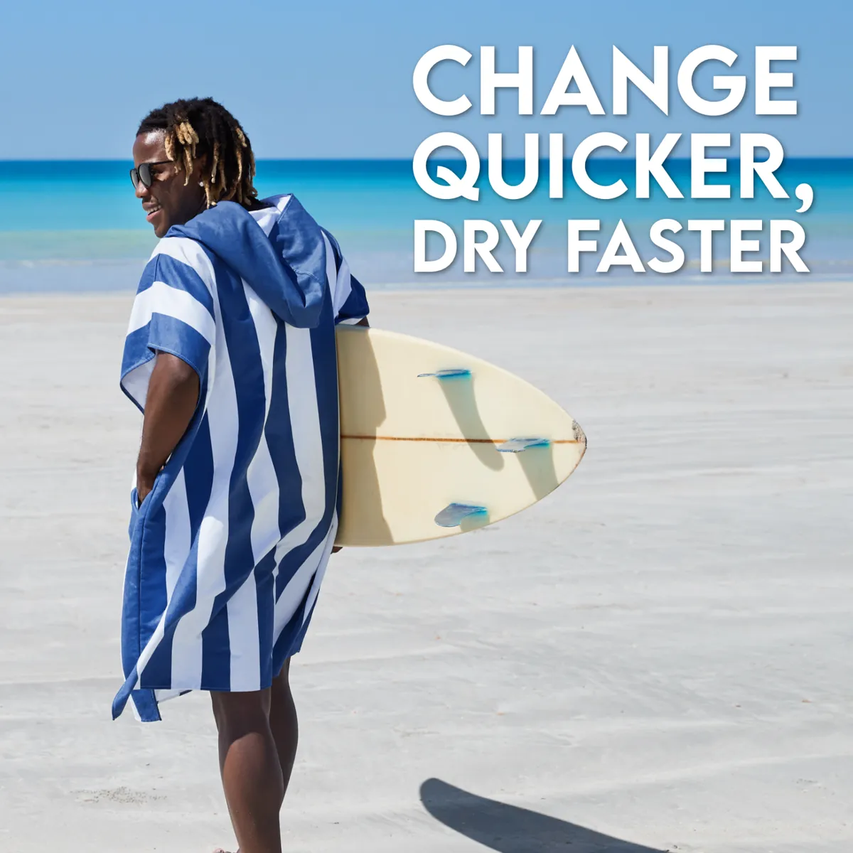 Dock & Bay Poncho Adults - Whitsunday Blue - Customised Embroidery Personalised for You