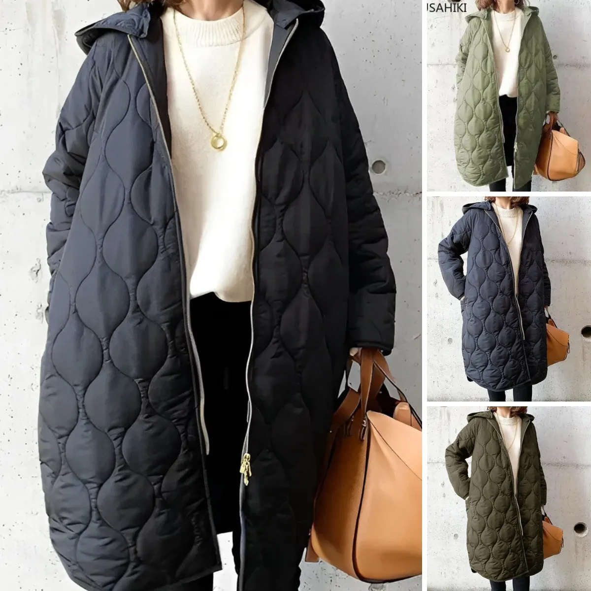 Elfrea - Nieuwe Casual parka jas met capuchon in argyle