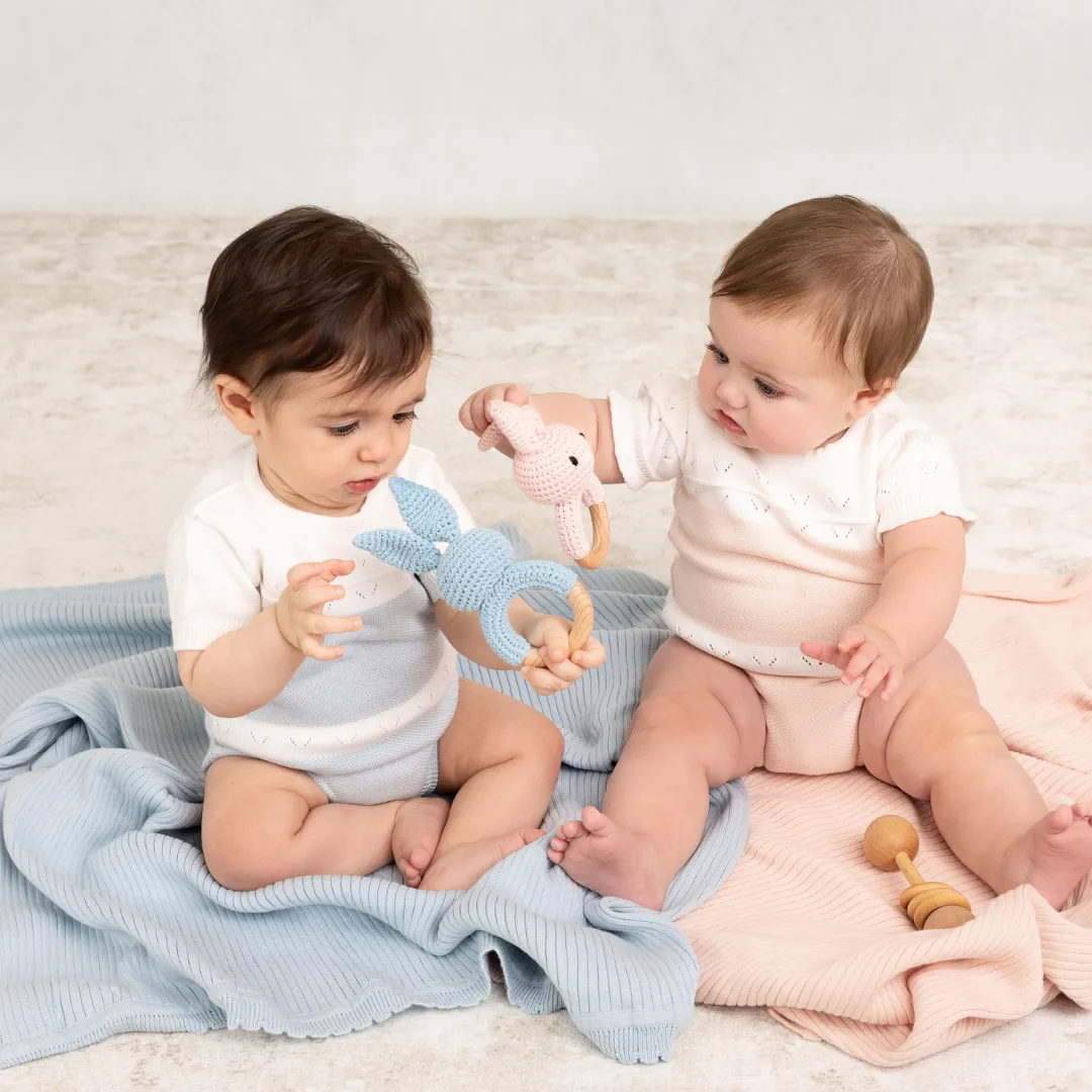 Girls Pointelle Contrast Knit Romper