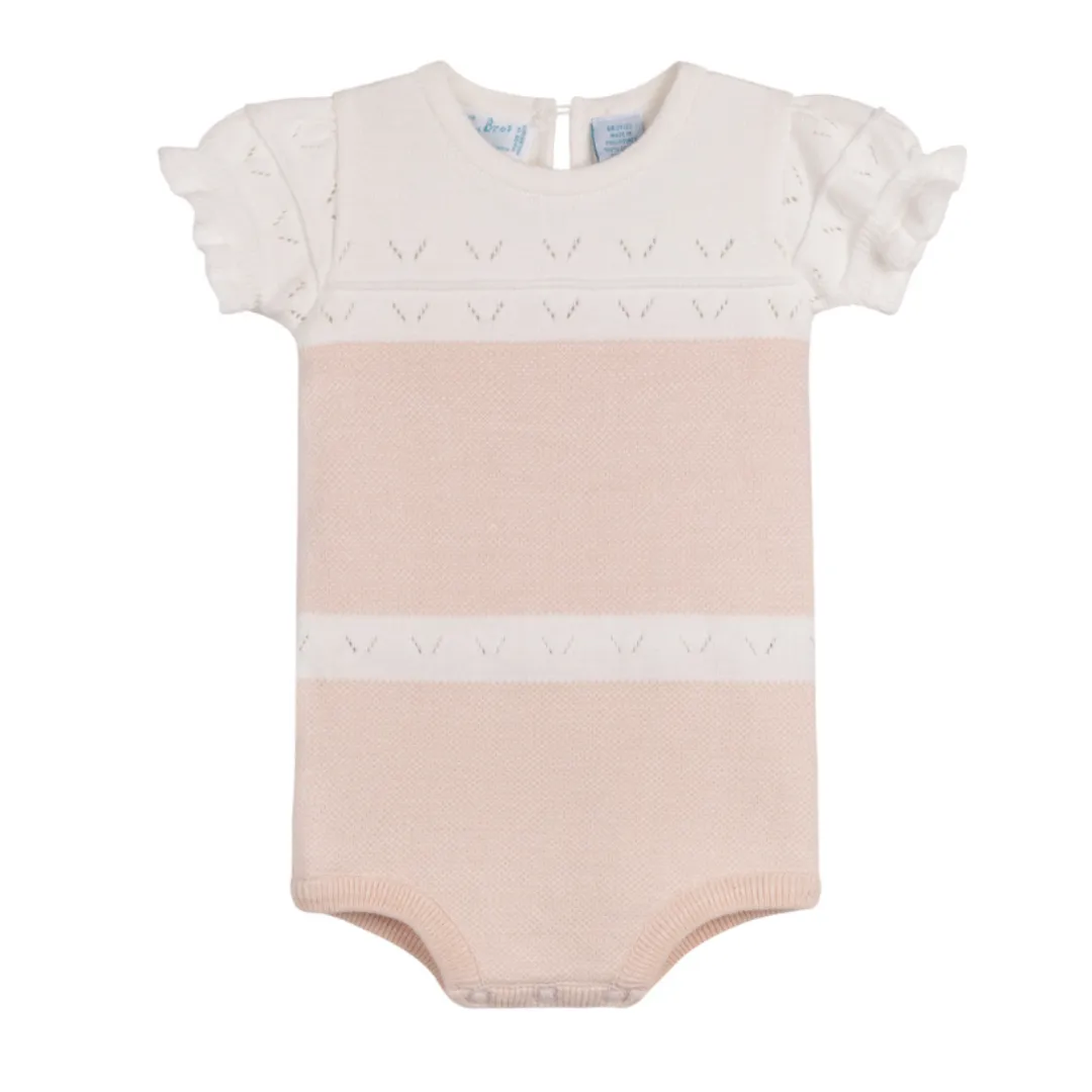 Girls Pointelle Contrast Knit Romper