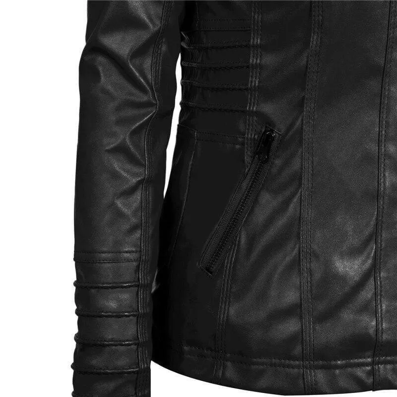 Gothic Faux Leather Jacket Women Hoodies