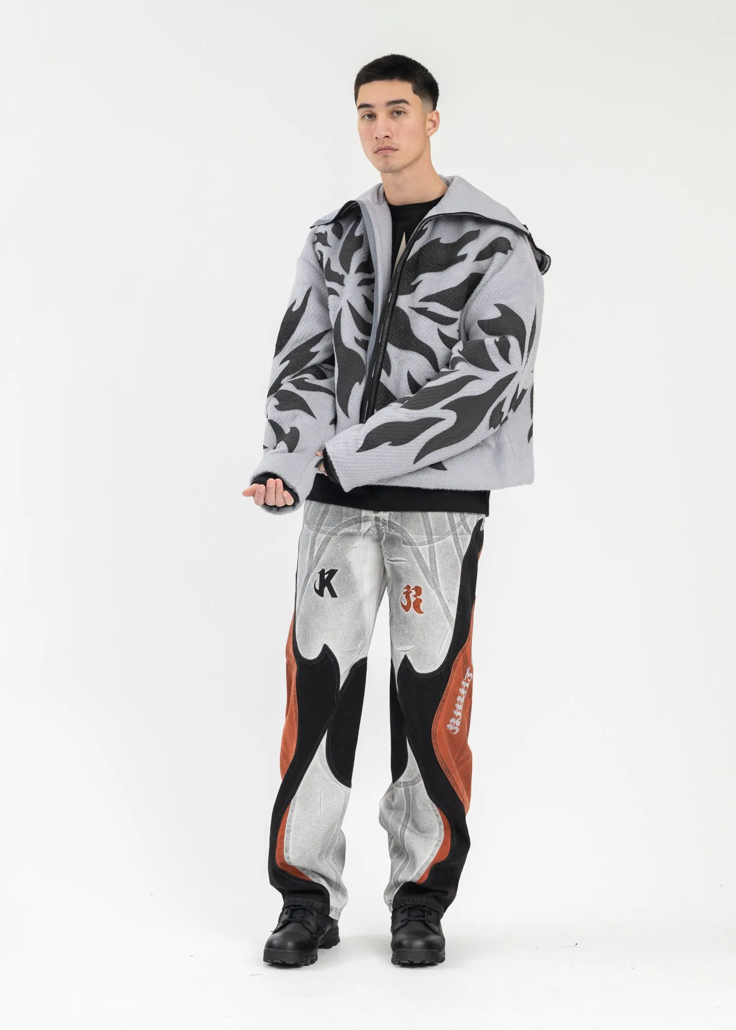 GREY FRAGMENT FLEECE ZIP-UP HOODIE