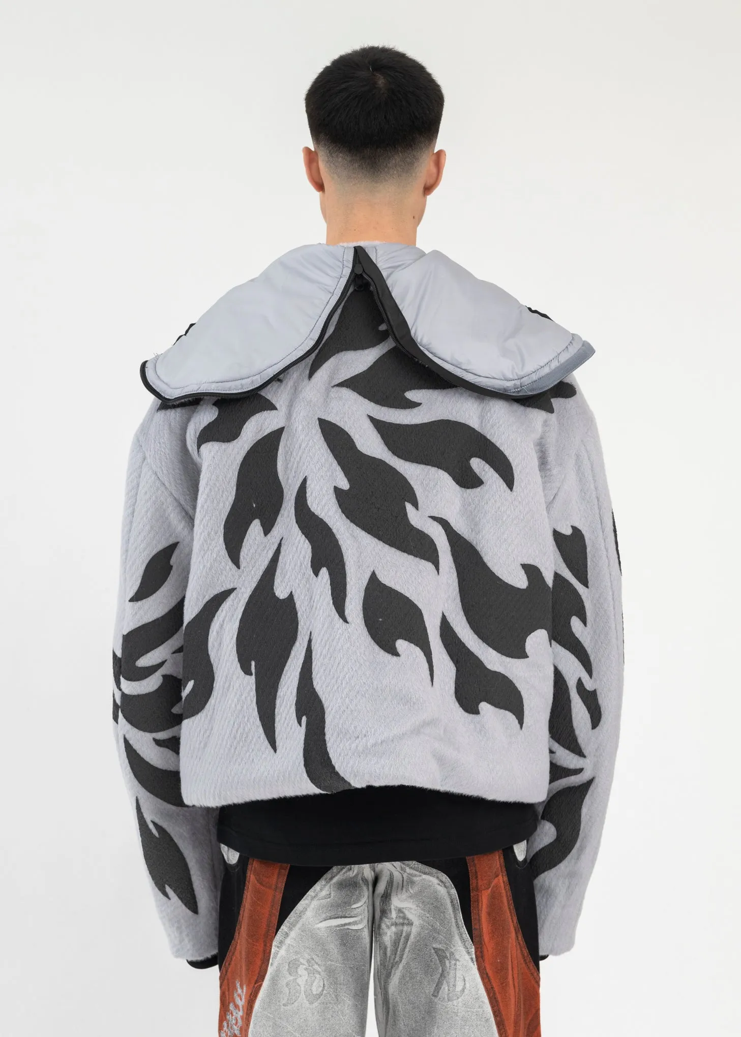GREY FRAGMENT FLEECE ZIP-UP HOODIE