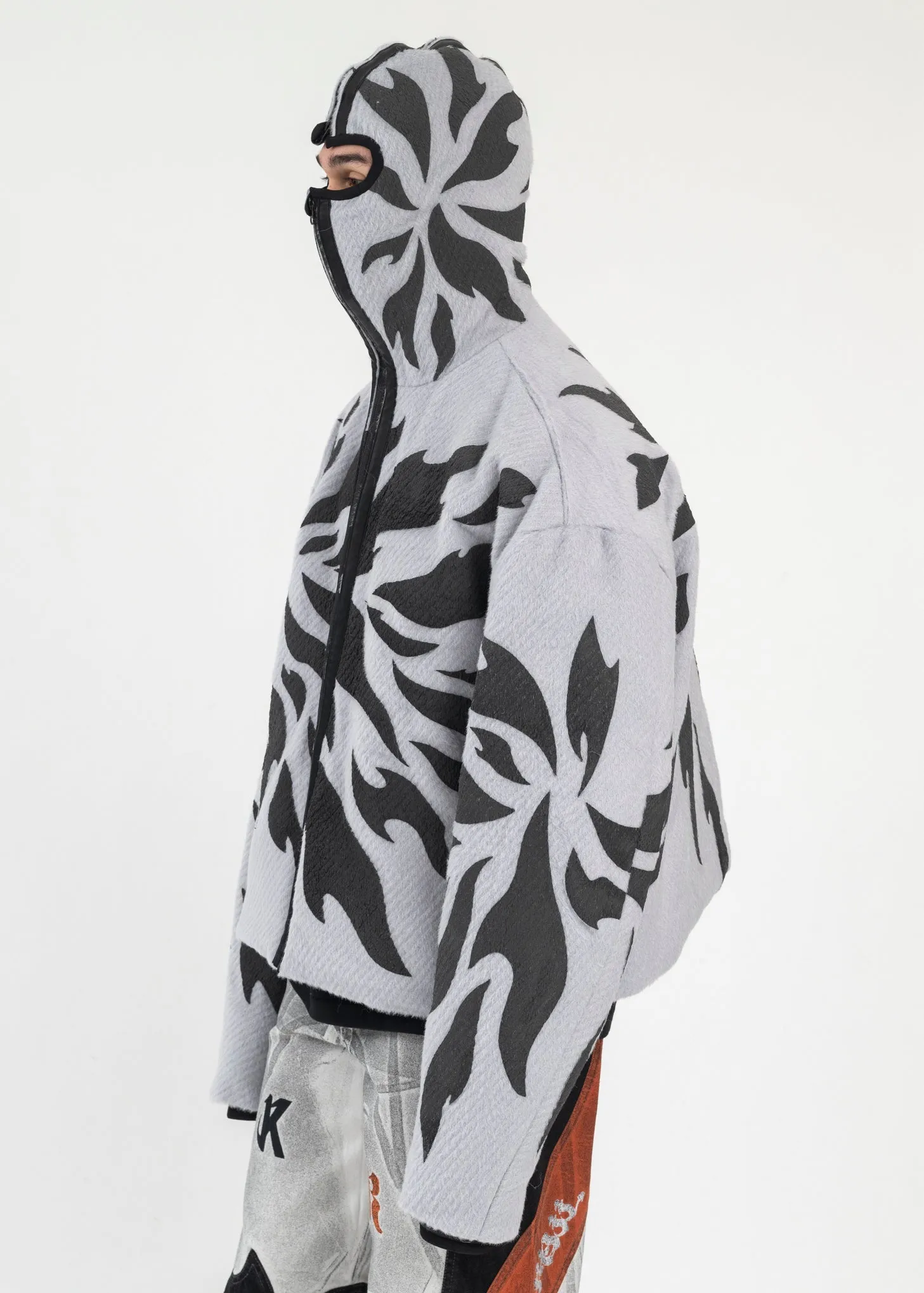 GREY FRAGMENT FLEECE ZIP-UP HOODIE