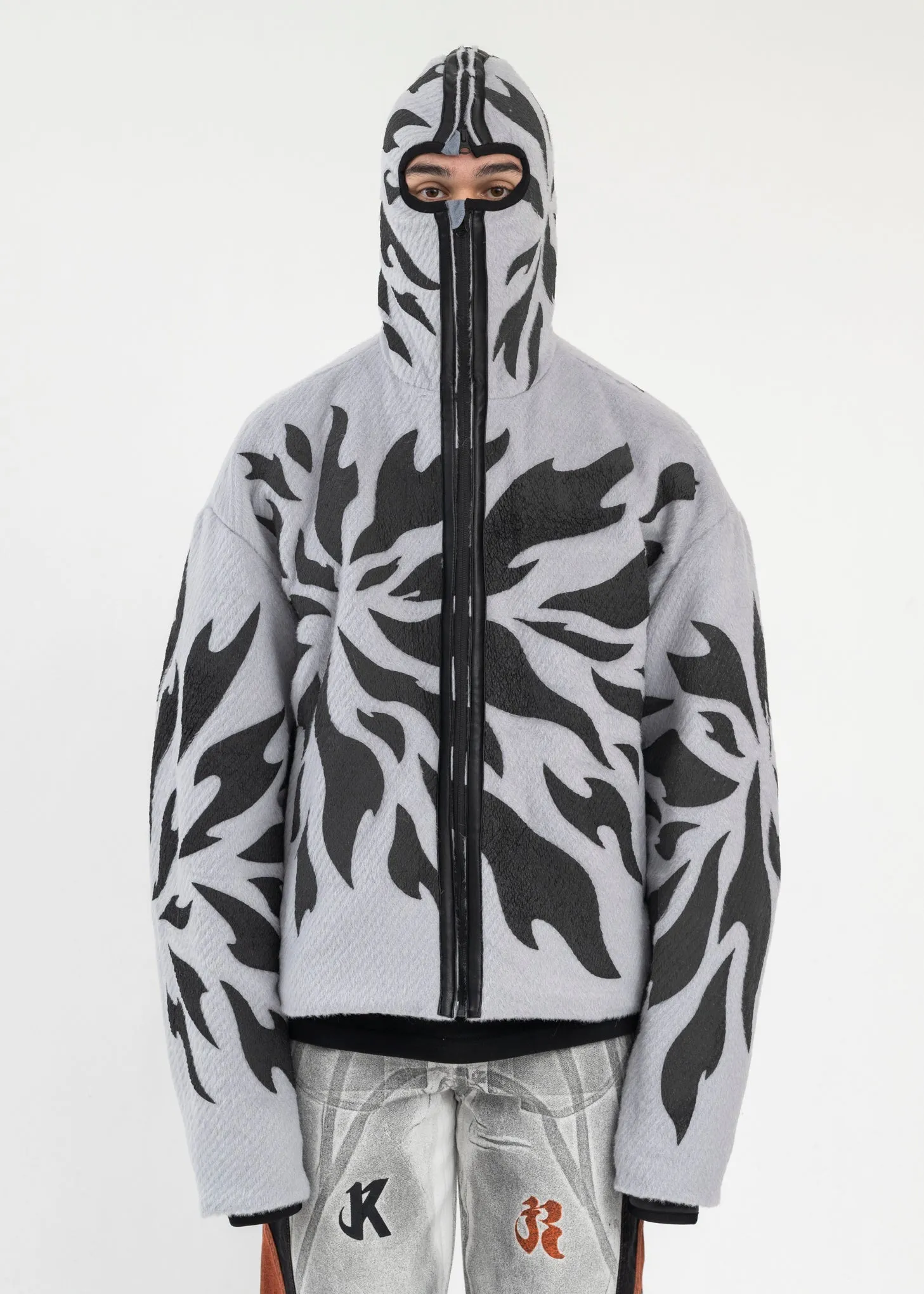 GREY FRAGMENT FLEECE ZIP-UP HOODIE