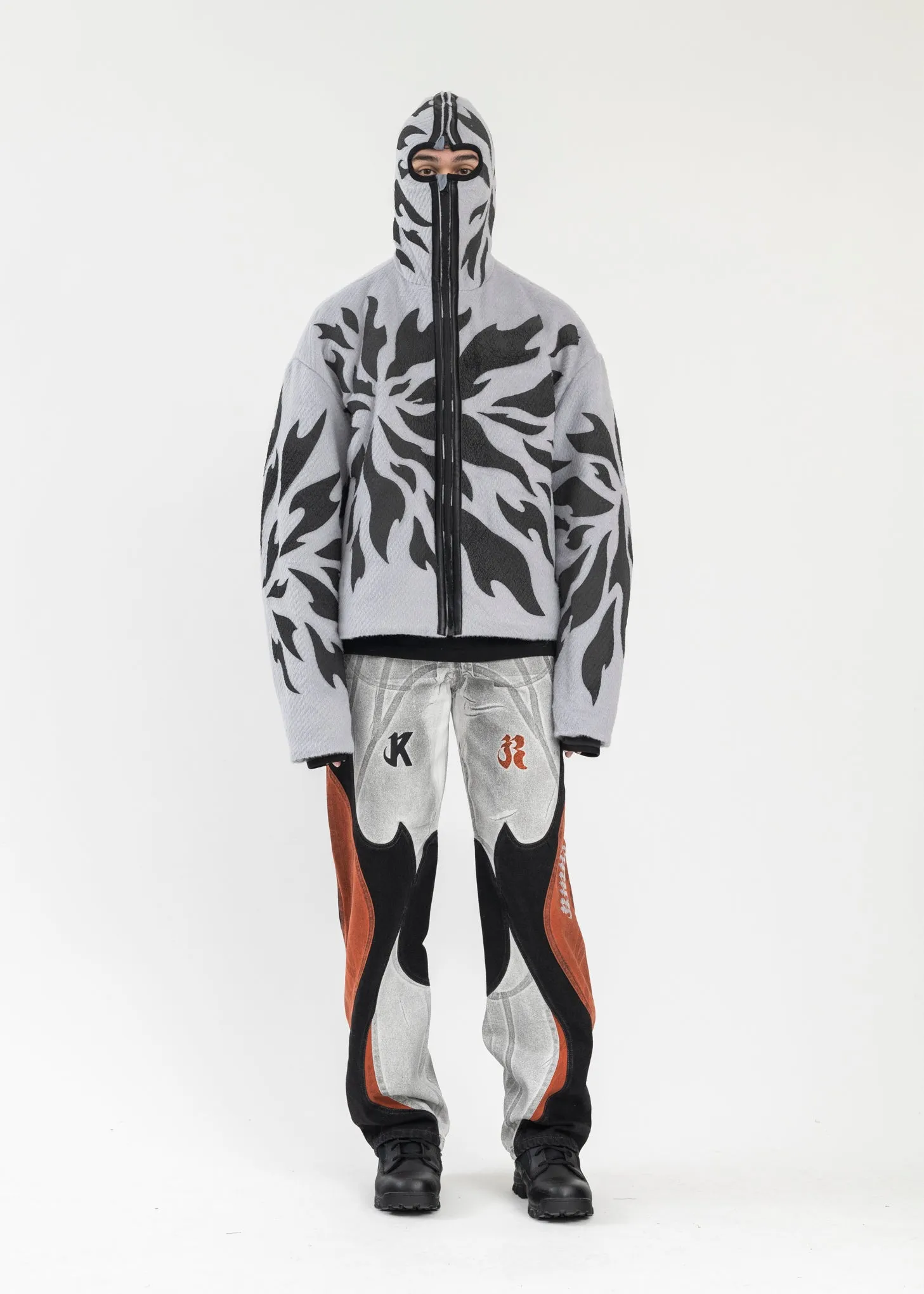 GREY FRAGMENT FLEECE ZIP-UP HOODIE