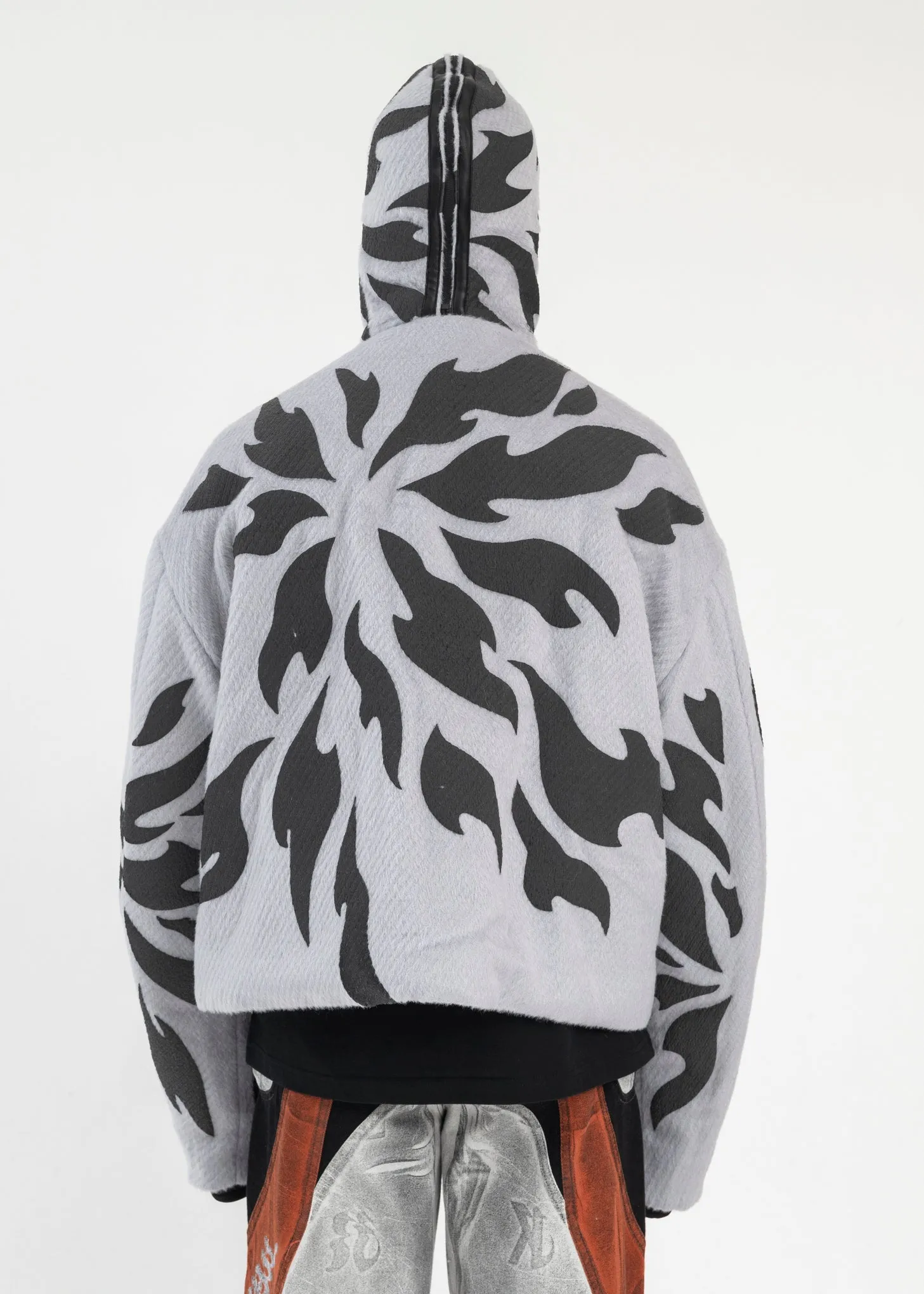 GREY FRAGMENT FLEECE ZIP-UP HOODIE