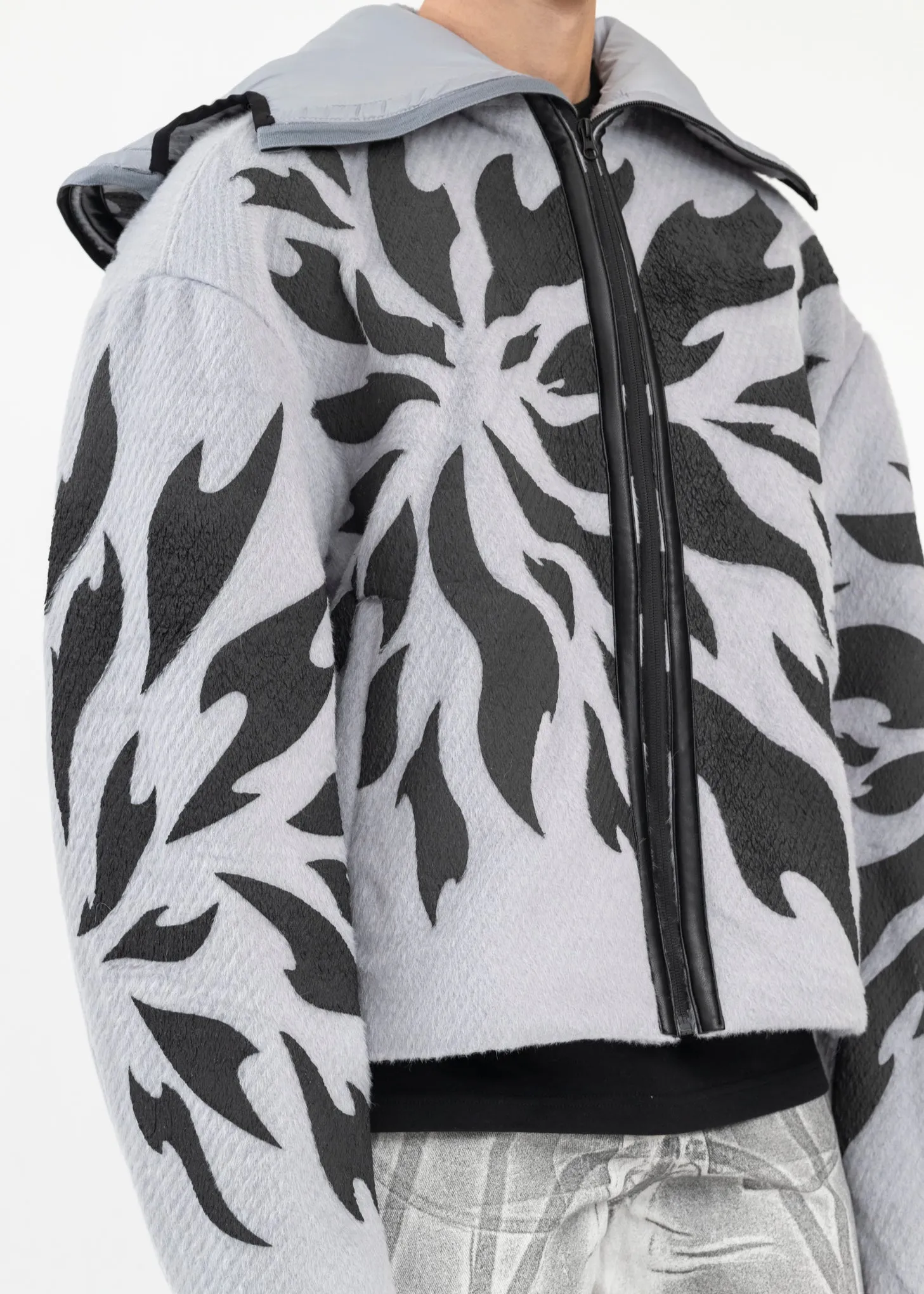 GREY FRAGMENT FLEECE ZIP-UP HOODIE