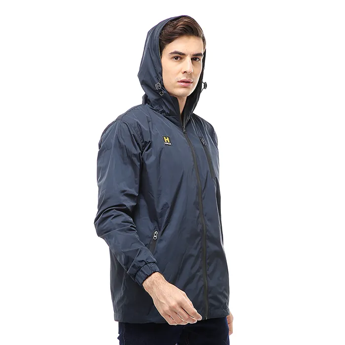 Hamlin Clover Outerwear Jacket Hoodie Pria Waterproof Anti Air Material Taslan ORIGINAL - Navy
