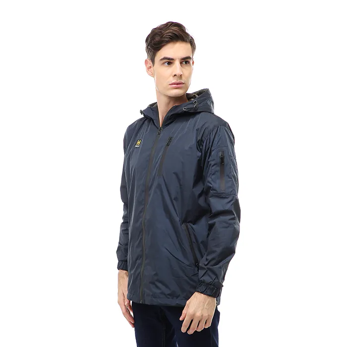 Hamlin Clover Outerwear Jacket Hoodie Pria Waterproof Anti Air Material Taslan ORIGINAL - Navy