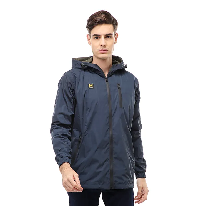 Hamlin Clover Outerwear Jacket Hoodie Pria Waterproof Anti Air Material Taslan ORIGINAL - Navy