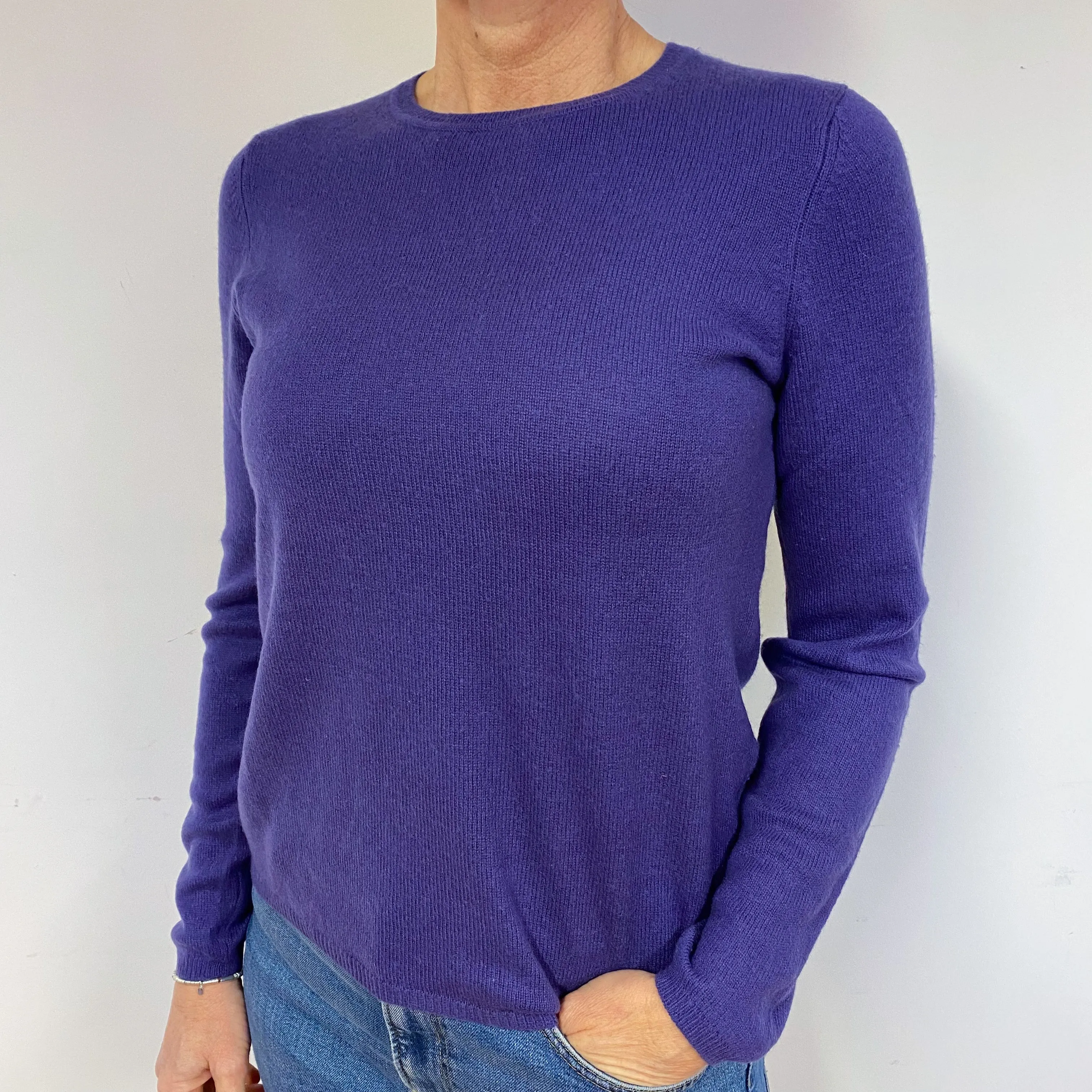 Iris Purple Cashmere Crew Neck Jumper Medium
