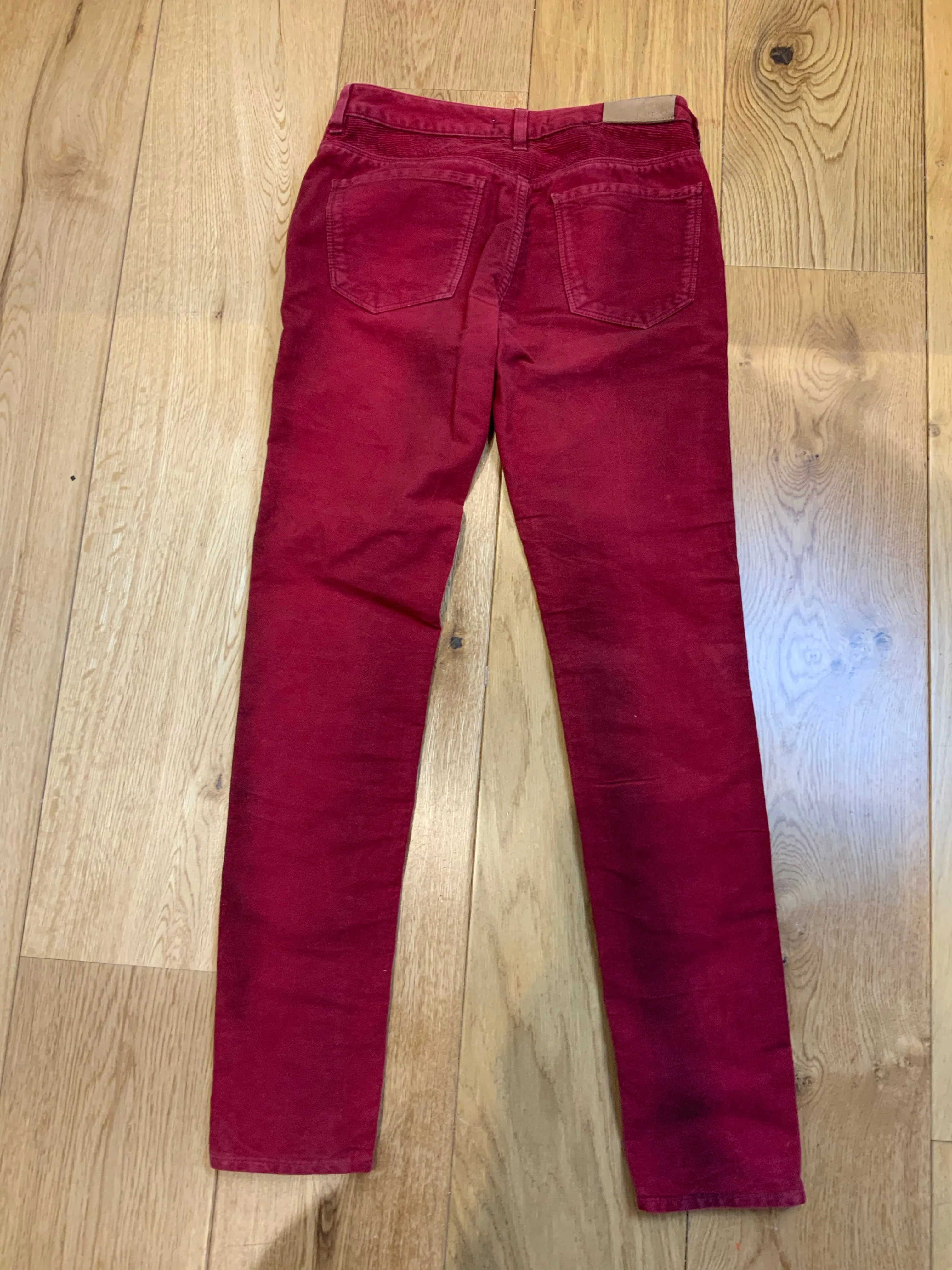 IRO Red Velvet Corduroy Red Trousers Pants Size 25 LADIES