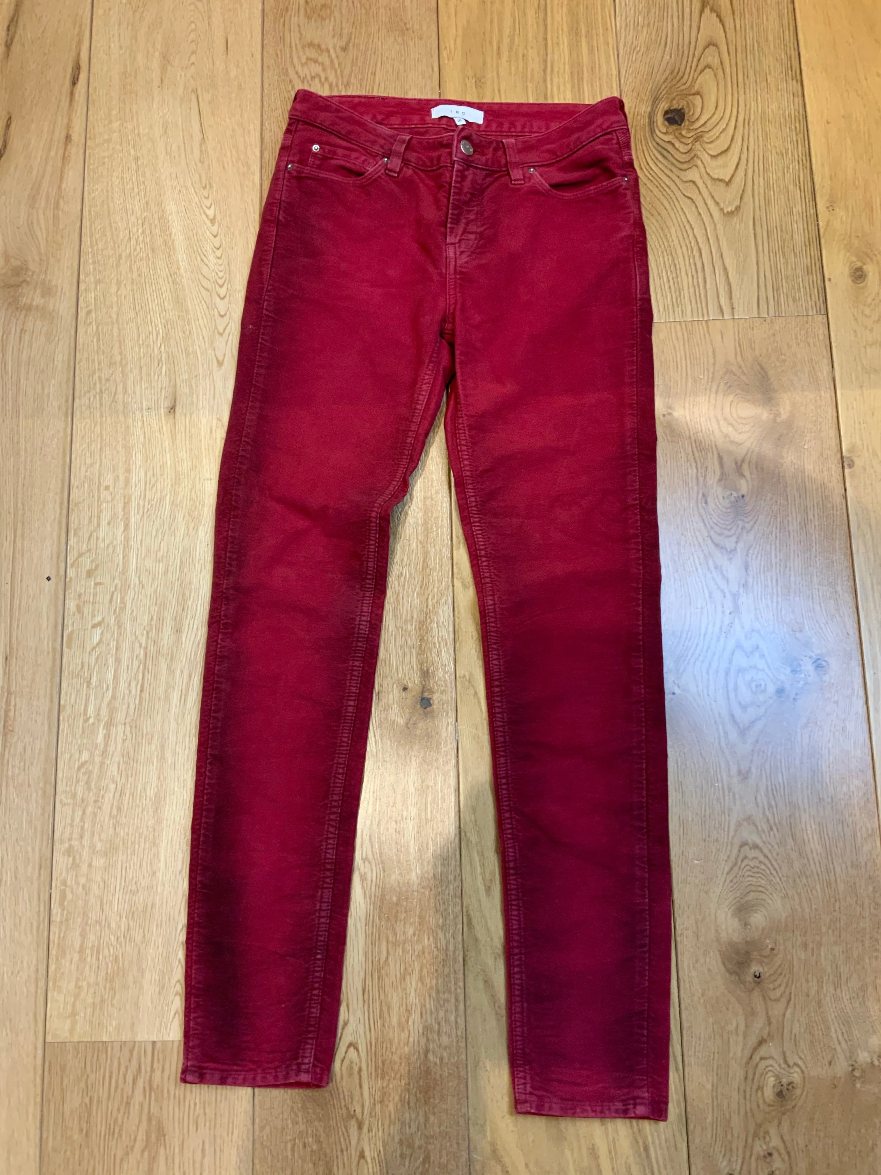 IRO Red Velvet Corduroy Red Trousers Pants Size 25 LADIES