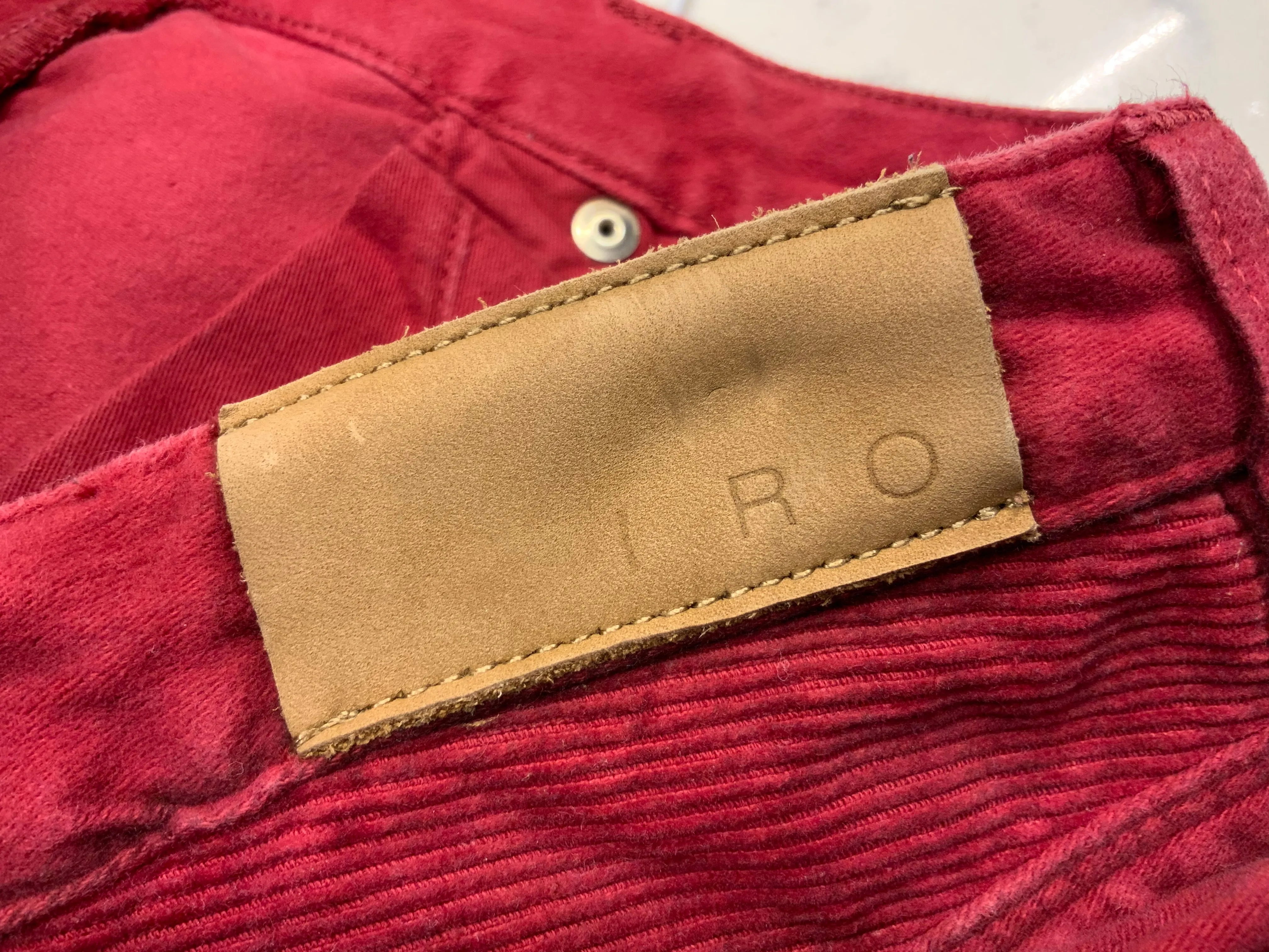 IRO Red Velvet Corduroy Red Trousers Pants Size 25 LADIES