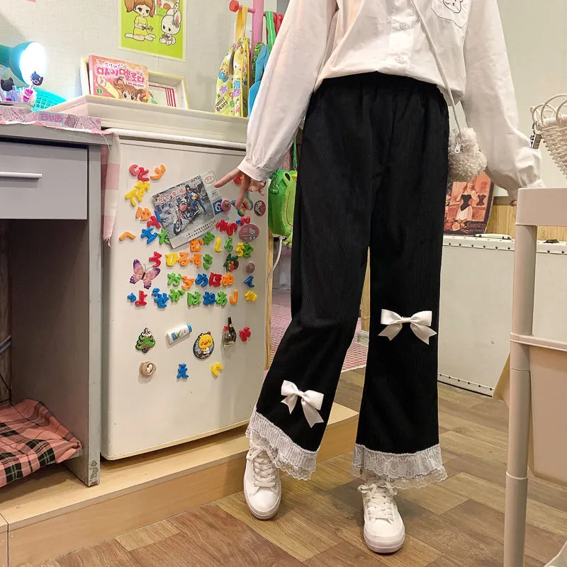Kawaii Corduroy Bow Pants