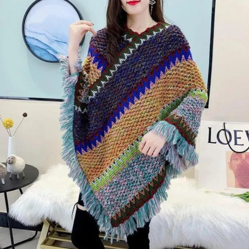 Knitting Women Shawl Poncho