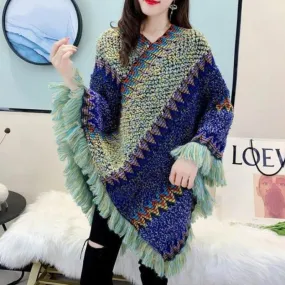 Knitting Women Shawl Poncho